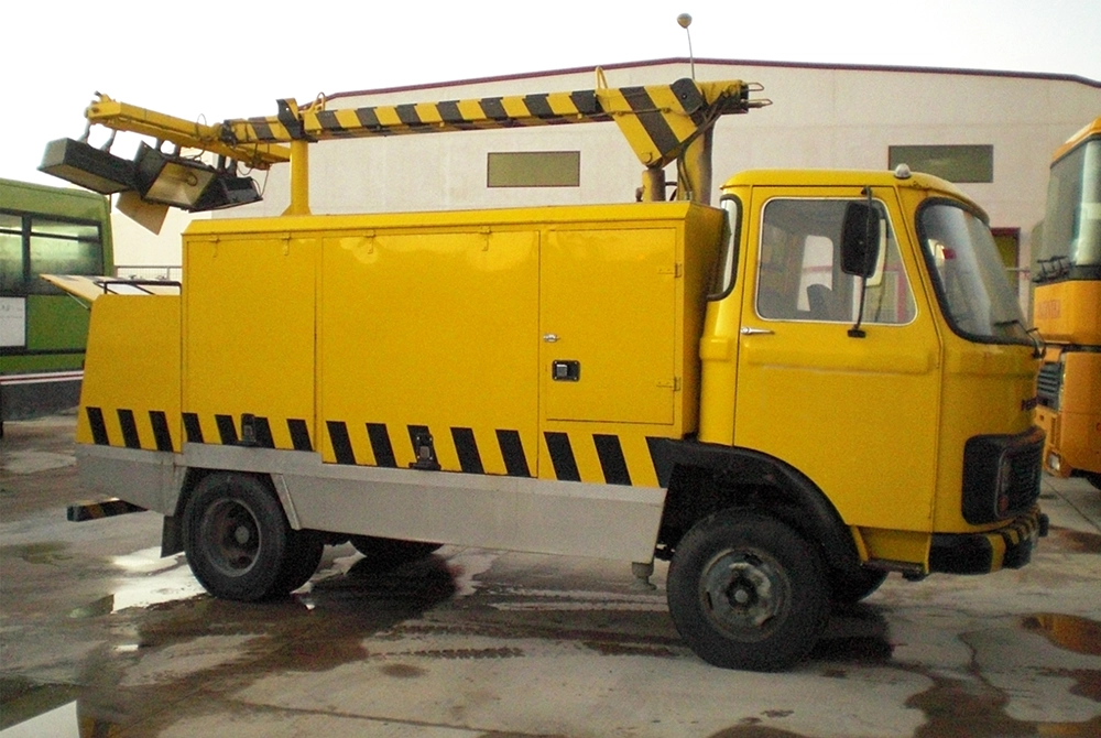 Industrial lighting truck after engine repair